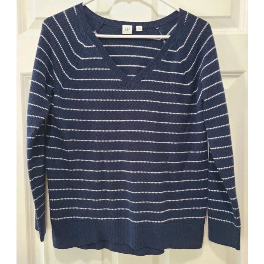 GAP Navy Striped Merino Wool Blend Sweater Small